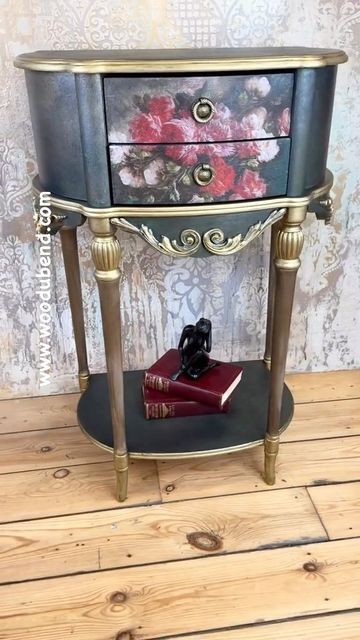 Bendable Wood, Decoupage Table, Basket Of Roses, Posh Chalk, Revamp Furniture, Whimsical Furniture, Refinishing Furniture Diy, Diy Furniture Decor, Hall Stand