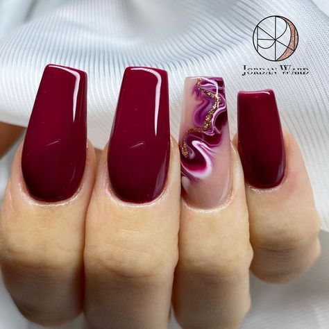 Burgundy Marble Nails, Marble Nail Designs, Elegant Nail Art, October Nails, Nails Today, Purple Marble, Burgundy Nails, Marble Art, Marble Nails