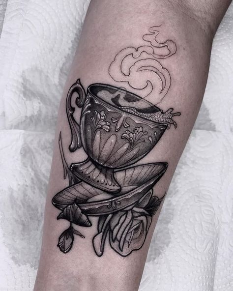 Edited by AirBrush App - Filter: Retro - Film | Coffee Tattoo #airbrush #photoeditor #retouch #filter #airbrushfilter #tattooideas #tattooideasfemale #tattooideasformen #tattoodesigns #tattoo #inkillustrations #finelinetattoo #aesthetic #tattooideasforwomen #tattooart Coffee Cherry Tattoo, Coffee Skull Tattoo, Alice In Wonderland Tea Cup Tattoo, Teacup Tattoo Design, Cup Of Stars Tattoo, Cup Of Coffee Tattoo, Coffee Mug Tattoo, Tea Cup Tattoo, Mug Tattoo