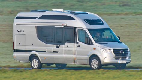 La Strada builds this Sprinter-based camper, and it has all the amenities you might want, including a full bathroom. Sprinter Passenger Van, Sprinter Rv, Leisure Travel Vans, Big Van, Tiny Home On Wheels, Sprinter Van Conversion, Home On Wheels, Van Life Diy, Camper Caravan