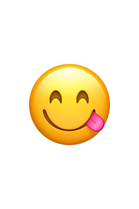 The 😋 emoji depicts a yellow face with a wide open mouth and raised eyebrows. The tongue is visible and is licking the lips, indicating that the person is savoring or enjoying food. The eyes are closed or half-closed, adding to the expression of pleasure. Ios Emoji Iphone, Emot Iphone, Emoji Iphone Ios, Stiker Iphone, Emoji Ip, Food Emoji, Emoji Food, Phone Emoji, Emojis Iphone