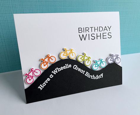 Cricut Birthday Cards, Bike Card, Happy Birthday Cards Handmade, Bicycle Cards, Bicycle Riding, Homemade Birthday Cards, Birthday Cards For Men, Fancy Fold Cards, Card Making Inspiration