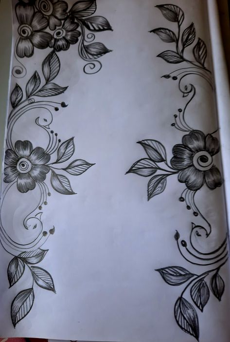 Border Design With Pencil, Pencil Border Designs, Intro Page Design For Project, Flower Border Design Aesthetic, Boarders Designs For Projects, Pencil Calligraphy, Soldier Drawing, Cool Easy Drawings, Colorful Borders Design