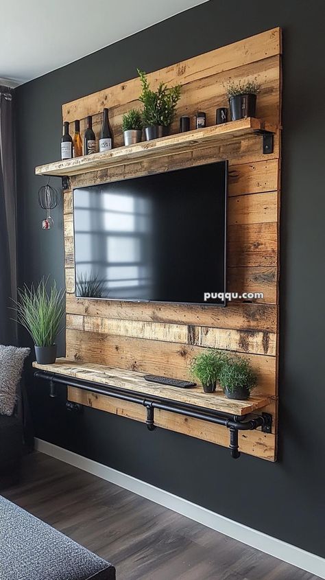 DIY Wood Projects for Beginners Wood Western Decor, Skid Projects Pallet Ideas, 1 X 4 Projects Wood, Cheap Diy Living Room Ideas, Diy Home Furniture Projects, Home Furniture Diy, Diy Tv Shelf, Things To Make Out Of Pallets, Diy Home Projects On A Budget