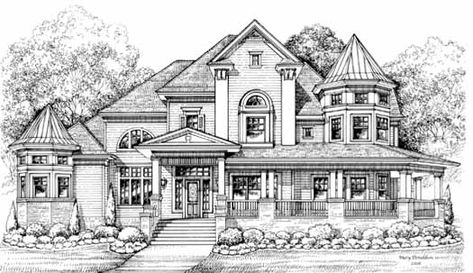 Victorian House Plan - 3 Bedrooms, 3 Bath, 4756 Sq Ft Plan 62-390 Victorian House Floor Plans, Dream House Drawing, Breakfast Sushi, Empire House, Victorian House Plan, Modular Home Plans, Victorian Manor, Victorian House Plans, House Plans Mansion