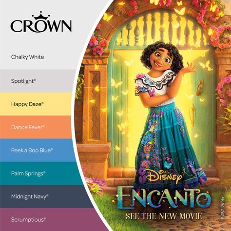 Encanto Room, Encanto Colors, Encanto Concept Art, Encanto Concept, Disney Themed Bedrooms, Paint For Walls, Crown Paints, Disney Bedrooms, Disney Encanto