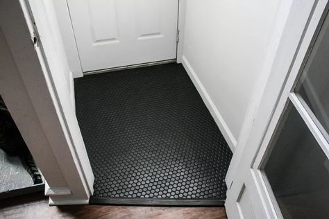 Tiled Vestibule, Tiled Porch, Entryway Tile Floor, Entryway Tile, Old Wood Floors, Hexagon Tile Floor, Entry Tile, Entryway Flooring, Black Floor Tiles