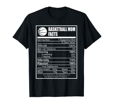 PRICES MAY VARY. Are you proud of your little basketball player? Show off your motherly support with intense cheering and passion! Get the right attitude to win each and every game. Give this as a gift to all basketball parents on the team! Funny Basketball Mom Nutrition Facts Proud Parent T-Shirt makes a great gift for friends and family! Lightweight, Classic fit, Double-needle sleeve and bottom hem Funny Basketball Shirts, Funny Basketball, Basketball Funny, Basketball Mom, Basketball Shirts, Basketball Player, Basketball Players, Nutrition Facts, For Friends