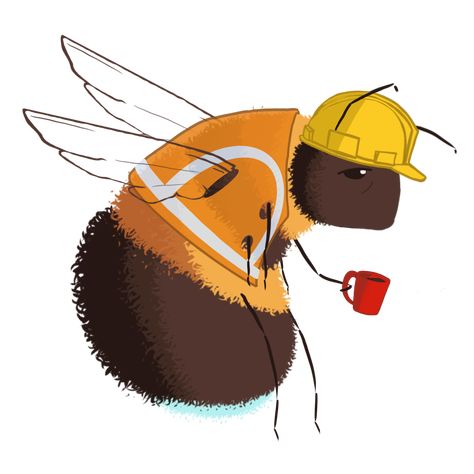 Construction Worker Bumble Bee Art, Drawing Bee Art Drawing, Bumble Bee Art, Bee Drawing, Worker Bee, Hot Wheels Garage, Bee Sticker, Bee Art, Construction Worker, Bees Knees