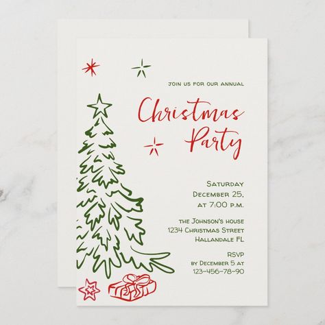 Feel free to contact me if you need any help or new item. I respond soon. Diy Christmas Party Invitations, Green Christmas Party, Bday Brunch, Drawn Tree, Christmas Potluck, Christmas Party Host, Christmas Party Invitation Template, Xmas Dinner, Holiday Party Invitation