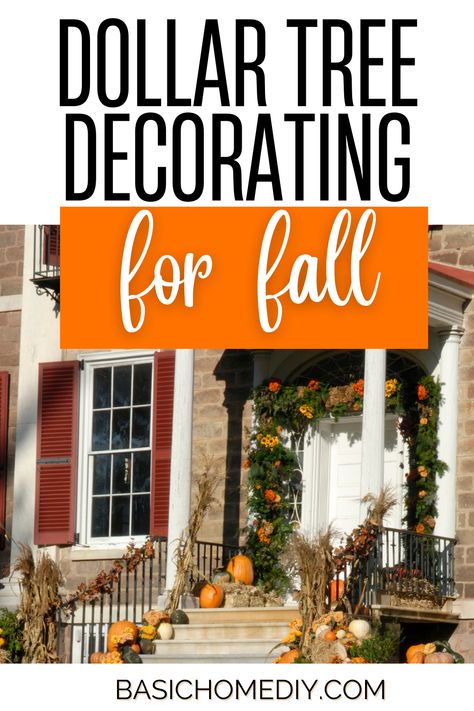 Upgrade your outdoor fall decor. Cheap fall decorating ideas from The Dollar Tree. Fall Decor For Outside Yards, Simple Fall Patio Decor, Large Porch Fall Decorating Ideas, Fall Decor From Dollar Tree, Fall Decore Idea Front Porch, Dollar Tree Fall Porch Decor Ideas, Inexpensive Fall Porch Decor, November Outdoor Decor, Exterior Fall Decorations