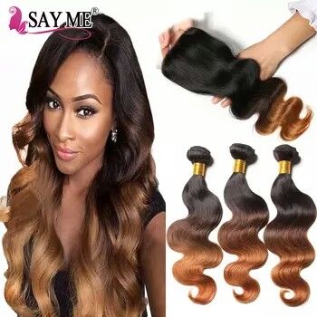 Ombre Body Wave Human Hair Bundles With Lace Closure Blonde Brazilian Human Hair Weave 3 Bundles With Closure Remy Peruvian Hair Blonde Brazilian, Peruvian Hair Bundles, Long Hair Waves, Brazilian Human Hair Weave, Brazilian Hair Extensions, Weave Extensions, Ombre Hair Blonde, Straight Hair Extensions, Bundles With Closure