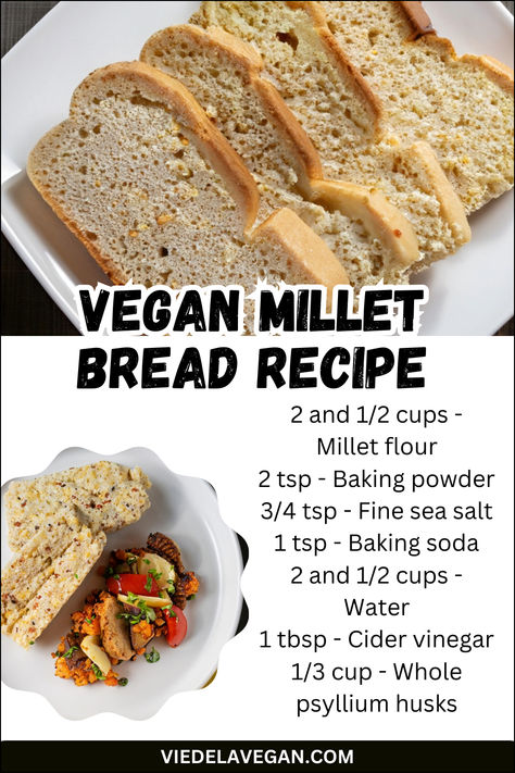 Vegan Millet Bread Recipe Millet Bread Recipe, Millet Flour Recipes, Potato Scones, Millet Bread, Burger Pizza, Vegan Bread Recipe, Gluten Free Yeast Free, Millet Flour, Lectin Free