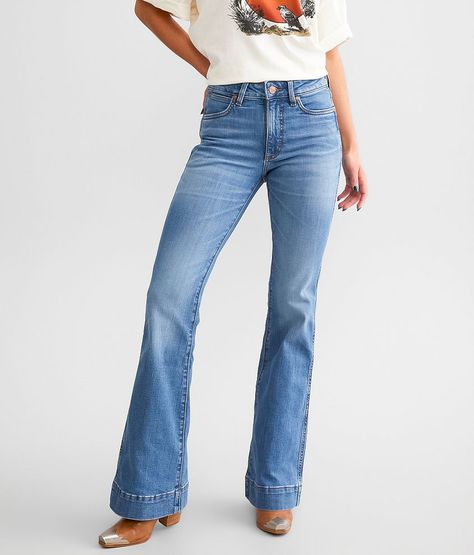 Wrangler® Retro Trouser Stretch Jean - Women's Jeans in Eliza | Buckle Womens Wranglers, High Waisted Wrangler Jeans, Wrangler Womens Jeans, Wrangler Retro Jeans Women Outfits, Wrangler Jeans Women's Outfit, Women’s Jeans, Wrangler Trouser Jeans, Wrangler Jeans Women's, Women’s Wrangler Jeans