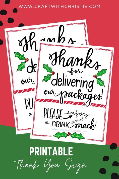 Use this free printable delivery driver thank you sign to add to a basket of snacks for drivers when they make deliveries during Christmas! Christmas Delivery Thank You Sign, Ups Christmas Thank You Basket Sign, Thank You Snacks For Delivery Drivers, Delivery Drivers Thank You, Note For Delivery Driver Printable, Holiday Delivery Thank You Printable, Delivery Driver Thank You Printable, Free Delivery Driver Snack Sign, Thank You Delivery Drivers