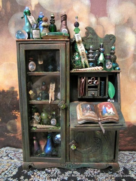 a witches cabinet pics | ... Miniature Asylum ~: Wizards, Witches and a sneak peek Witchy Cabinet, Halloween Shadow Box, Halloween Apothecary, Witch Cottage, Haunted Dollhouse, Fairy Furniture, Halloween Miniatures, Haunted Dolls, Miniature Rooms