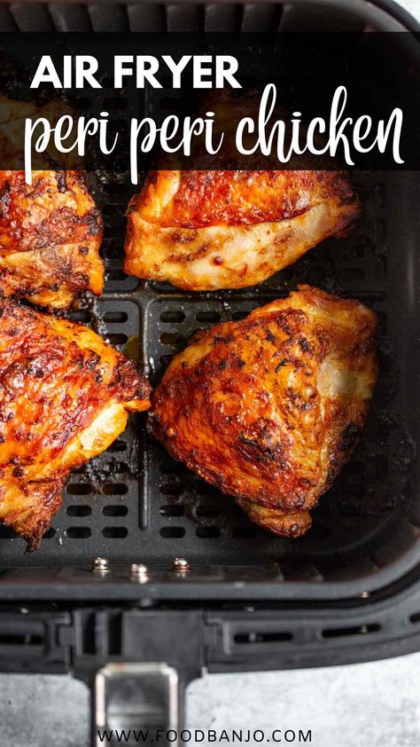 Fried Chicken Thigh Recipes, Peri Peri Chicken Recipe, Air Fryer Recipes Chicken Thighs, Airfryer Chicken, Air Fryer Chicken Thighs, Peri Peri Chicken, Chicken Thigh Recipes Oven, Chicken Thigh Recipes Crockpot, Boneless Chicken Thigh Recipes