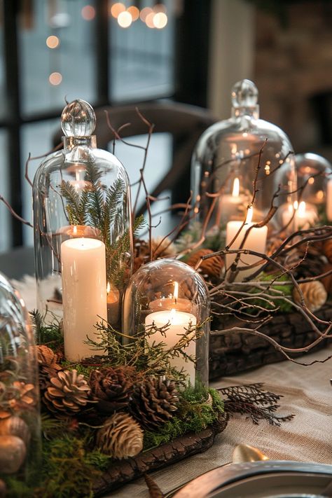 Rustic wedding centerpieces capture natural beauty with wood, mason jars, and burlap details. See more ideas here. Rustic Succulent Wedding, Moss Themed Wedding, Winter Garden Wedding Theme, Rustic Winter Wedding Table Decor, Forest Wedding Table Setting, Pine Centerpiece Wedding, Rustic Mountain Wedding Decor, Woodsy Winter Wedding, Forest Green Wedding Theme Rustic