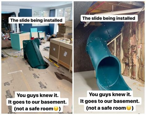 Slides Inside The House, House Slide Indoor, House With Slide Inside, Slide Into Basement, Built In Slide In House, Slide Inside House, Slide In House To Basement, Hidden Slides In Houses, Indoor Slides For Home