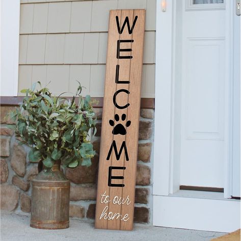 Welcome Sign Porch, Porch Leaners, Summer Porch Decor, Outdoor Welcome Sign, Porch Welcome Sign, Summer Porch, Welcome To Our Home, Front Porch Decor, Farmhouse Home Decor