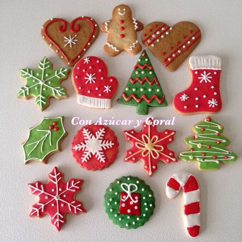 Sugar Cookie Christmas Decorated, Christmas Cookies Decorated Ideas, Iced Christmas Cookies, Decorated Christmas Cookies, Christmas Sugar Cookies Decorated, Cute Christmas Cookies, Christmas Biscuits, Sugar Cookie Royal Icing, Sugar Cookie Designs