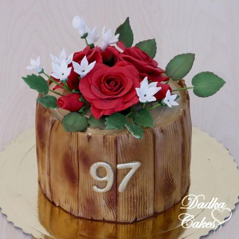 97th birthday by Dadka Cakes Flower Cakes, Flower Pot, Flower Pots, Cake Decorating, Birthday Cake, Roses, Pastel, Cake, Birthday