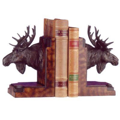 Long Face Moose Bookends - 0345-B, Durable Transitional Style Decor, Ski Lodge Decor, Dog Bookends, Moose Head, Black Forest Decor, Vintage Bookends, Rustic Bedding, Home Office Accessories, Hand Cast