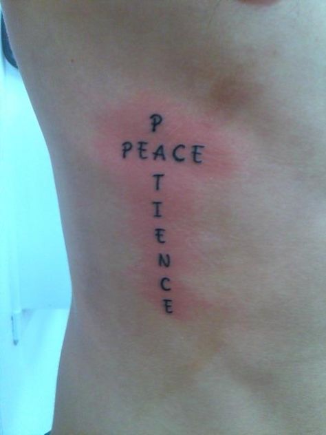 peace & Patience Peace Be With You Tattoo, Patience Tattoo, Hand Tatto, Happiness Tattoo, Writing Tattoos, Side Tattoos, Wrist Tattoos, Tattoo Quotes, Cool Tattoos