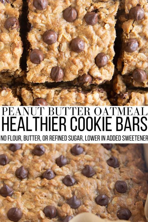 Peanut Butter Oatmeal Cookie Bars, Chocolate Chip Cookies Oatmeal, Healthy Peanut Butter Oatmeal, Healthy Peanut Butter Oatmeal Cookies, Metabolism Recipes, Oatmeal Bars Healthy, Peanut Butter Oatmeal Chocolate Chip, Peanut Butter Oatmeal Chocolate Chip Cookies, Oatmeal Chocolate Chip Bars