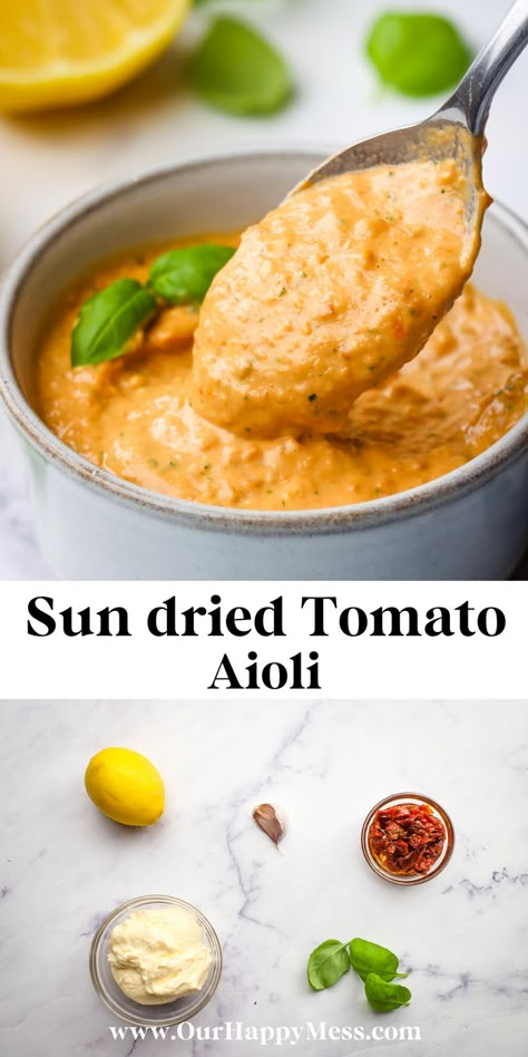 Roasted Tomato Aioli, Sundried Tomato Mayo, Sundried Tomato Sandwich Recipes, What To Do With Sun Dried Tomatoes, Sun Dried Tomato Aioli, Sundried Tomato Aioli, Sun Dried Tomato Sandwich Recipes, Sun Dried Tomato Sauce Recipe, How To Make Sun Dried Tomatoes