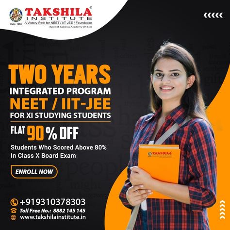 Join Takshila Two Year Integrated Program and get flat 90% off students who scored above 80% in class X Board Exam . . So what are you waiting for get Enroll Now Visit us at- www.takshilainstitute.in, call us-9310378303 #neetcoachingcenter #OnlineClassesForNEET #coachingforneet #coachingforJEE #coachingonline #onlineclassesforjee #bestcoachingforneet #bestcoachingforJEE #coachingnearme #coachinginstituteforJEE #NEETcoachingindelhi Student Images, Flex Design, Education Post, Education Poster Design, Coaching Center, Iit Jee, Certified Teacher, New Advertisement, Church Poster Design