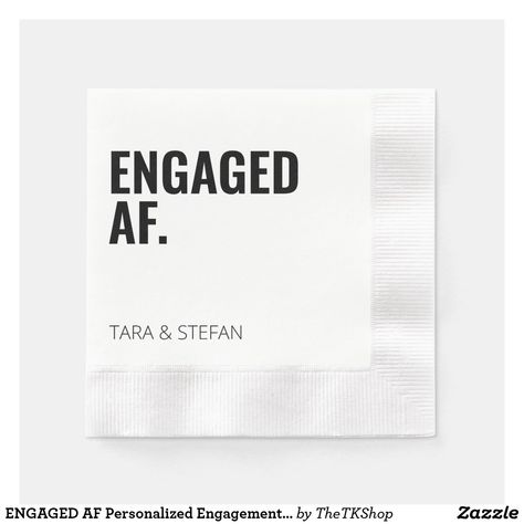 ENGAGED AF Personalized Engagement Napkins Engagement Napkins, Engagement Party Brunch, Engaged Af, Favor Packaging, Engagement Party Wedding, Party Paper, Acrylic Art Print, Metal Art Prints, Christmas Photo Cards