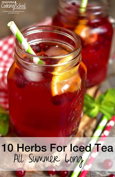 Herbal Iced Tea, Speciality Drinks, Iced Herbal Tea, Healthy Summer Drinks, Cafe Drinks, Tea For Colds, Gardening Tricks, Herb Life, Drinks Summer