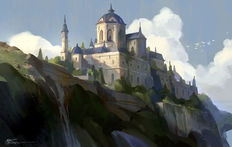 ArtStation - Castle sketch 02, jeremy chong Sketch Castle, Castle Sketch, Landmarks Art, Asoiaf Art, Landscape Sketch, Fantasy Background, Castle Art, Landscape Concept, Fantasy City