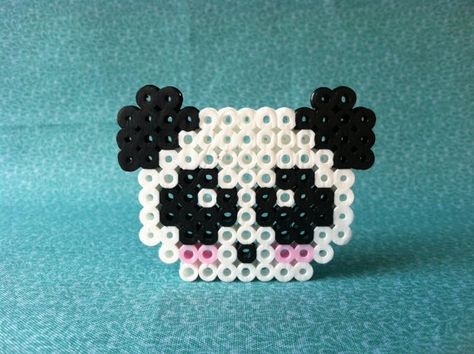 Panda^°^ Panda Perler Beads, Hama Beads Kawaii, Panda Face, Melty Bead Patterns, Fuse Bead Patterns, Hama Beads Design, Kawaii Panda, Perler Crafts, Motifs Perler