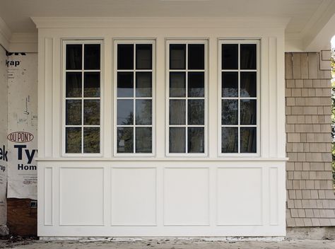 Exterior Bay Window Trim - WindsorONE Exterior Bay Window, Bay Window Trim, Modern Cottage Exterior, Exterior Window Trim, Bay Window Exterior, Colonial Windows, Window Molding Trim, Window Remodel, Garage Door Types