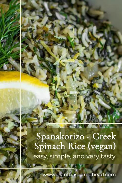 Greek Spinach Recipes, Silverbeet Recipes Vegan, Greek Vegan Recipes, Silverbeet Recipes, Spanakopita Rice, Vegan Spinach Recipes, Spinach Feta Rice, New Zealand Spinach Recipe, Spanakorizo Recipe