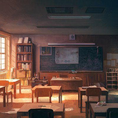 ArtStation - Andreas Rocha Japanese Classroom, Classroom Background, Historical Swords, Anime Places, Anime Classroom, Long Way Home, House Blueprints, Kids Story Books, Cartoon Background