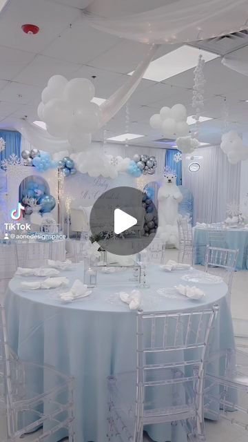 Chicago Event Decor: A-One on Instagram: "Winter wonderland theme ❄️❄️ #winterwonderland #wintertheme #winterwonderlandtheme #winterwonderlandparty #winterwonderlandideas #winteroneder #winteronedertheme #babyshoweridea #wintertheme #winterbabyshower #tiktok #tiktokviral #viralvideo #viraltiktok #fyp #foryoupage #foryoupageofficiall #winter #polarbeartheme" Winter Wonder Land Theme, Winter Wonderland Baby Shower Ideas Centerpieces, Winter Wonderland Baby Shower Centerpieces, Winter Wonderland Baby Shower Ideas, Sweet 16 Winter Wonderland, Polar Bear Theme, Winter Wonderland Centerpieces, Sweet 16 Winter, Winter Wonderland Christmas Party