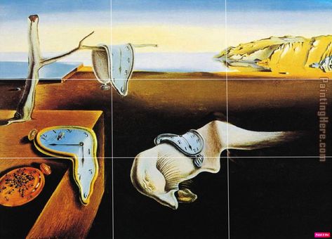 This remarkable painting by Salvador Dali, is an example of the "Rule of Thirds." The main subject (clock) is located on the left-hand side and then the second subject is centered in the middle of the painting representing the second section. The eyes are drawn to the left side and then moves across the painting left to right. Rule Of Thirds Painting, Michael James Smith, The Rule Of Thirds, Cubist Movement, Dog Movies, Cinema Experience, Surreal Artwork, This Heat, Rule Of Thirds