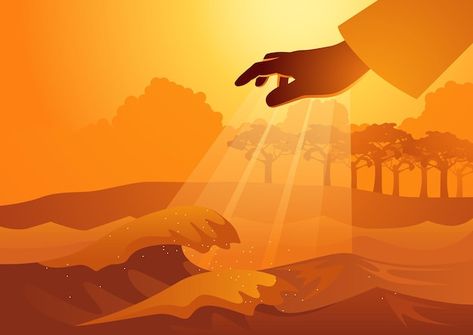 Creation Of The World, Church Media Design, Sea Plants, Jesus Artwork, Dry Land, Vector Character Design, Ancient Statues, God Made You, Church Banners