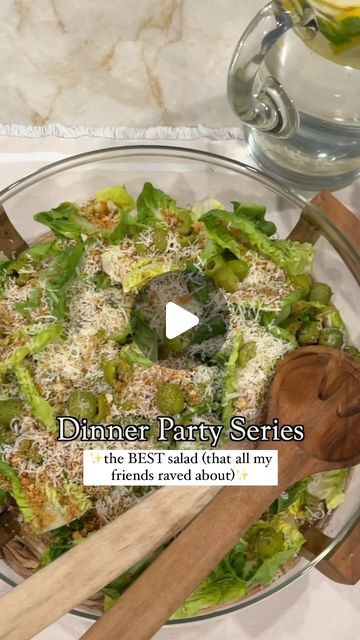 Cortney LaCorte on Instagram: "✨DINNER PARTY MENU SERIES EP.2: The Salad that had everyone talking! ✨  Gem Lettuce Salad with our LaCorte House Dressing, Smashed Marinated Olives and a Toasted Croutons Crumb🥗✨  For the LaCorte House Dressing* (this is a tweaked recipe from our OG lacorte dressing, and makes a big batch!) 1 cup olive oil 1/3 cup apple cider vinegar 3 tbsp soy sauce 1 tbsp honey (or could even use maple syrup) 4 cloves of garlic 1 tbsp dijon Cracked black pepper  Dressing directions: blend altogether with an immersion blender or high powered blender like a vitamix, then store in an airtight container, in the fridge.  For the Marinated Olives* 1 jar of pitted castelvetrano olives, smashed  1/3 cup olive oil Zest and juice of 1 lemon Flaky salt and pepper *store refrigerated Gem Lettuce Salad, Cheese Gal, Green Olive Salad, Dinner Party Salad, Castelvetrano Olives, Lemon Vinaigrette Dressing, Gem Lettuce, Green Salad Dressing, Salad Dressing Recipes Healthy