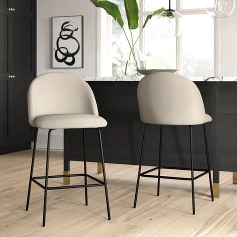 Mercury Row® Ballance 25" Counter Stool & Reviews | Wayfair Modern Arrangements, Stool Wood, Black Steel Frame, Dining Stools, Wayfair Furniture, Counter Bar Stools, Bucket Seats, Modern Vibe, Bar Chairs