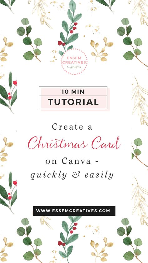 Create a Christmas Card with Photo Online for Free | Would you like to create a lovely Christmas Photo Card for your family using only free software? Would you like to do this quickly & easily, while still getting professional looking results? Click to watch my quick 10 minute tutorial which you can follow to design your own watercolour christmas card this year! Click to see more>> #christmascard #canva #canvatutorial #holidaygreetings #christmas2019 #christmas2020 Canva Christmas Card Ideas, Digital Christmas Cards Design, Canva Christmas Cards, Printable Christmas Cards Templates, Christmas Card Templates Free Printable, Christmas Card Inspiration Photo, Free Christmas Card Template, Christmas Card With Photo, Christmas Phone Backgrounds