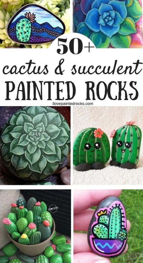 Need ideas for succulent or cactus painted rocks? There are more than 50 inspirational DIY painted stone projects here to enjoy. From succulent gardens that won’t die to faux cactus plants. This great round up features Etsy and Instagram artists and a few crafts bloggers, too! Be sure to check out all the fun rock painting ideas #paintedrocks #rockpainting #rockart #paintedstones #ilovepaintedrocks #crafts #easycrafts #painting #rockpaintingideas #rockgarden Cactus Rock Painting, Rock Crafts Diy, Stone Cactus, Painted Rock Cactus, Rock Cactus, Rock Painting Supplies, Painted Garden Rocks, Stone Projects, Succulent Painting