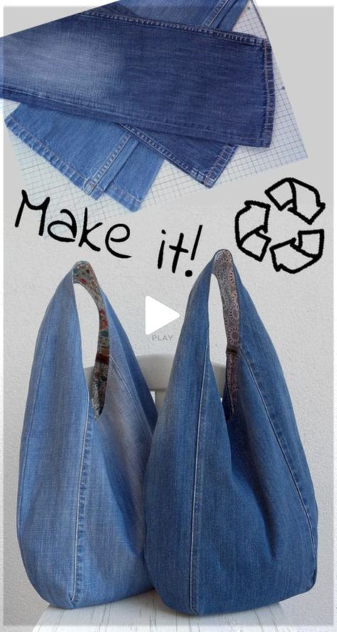 DIY Handbag Sewing Pattern Slouchy Jeans Bag Hobo B. Sewing Patterns Bag, Hobo Bag Tutorials, Handbag Sewing Pattern, Unique Sewing Patterns, Adirondack Chair Plans Free, Handbag Sewing, Anti Aging Regimen, Denim Bag Diy, Denim Bag Patterns