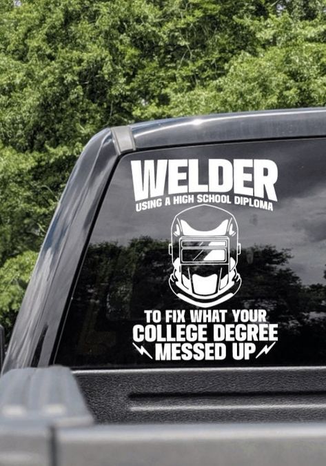 Tool Box Stickers Decals, Car Stickers Ideas, Welder Aesthetic, Welding Helmet Art, Custom Welding Hoods, Welding Projects Ideas Easy, Welder Tattoo, Welder Gifts, Easy Welding Projects