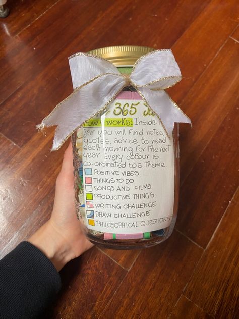 #quotes #giftideas #handmadegift #notes #christmas #gifts #bestfriendgifts #handmade 365 Notes Jar Messages Ideas, Jar Of Positive Notes, Diy Message In A Bottle Ideas, 365 Jar Ideas Note, Jar Notes Ideas, 365 Note Jar Ideas What To Write, Diy Best Friend Christmas Gifts, Note Jar Ideas Messages, 365 Notes In A Jar Messages