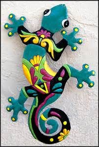 one of my favorite gekos Colorful Gecko, Metal Mural, Gecko Wall Art, Outdoor Metal Art, Haitian Metal Art, Tropical Wall Decor, Drums Art, Outdoor Metal Wall Art, Haitian Art