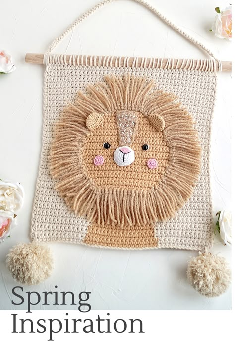 Lion crochet wall hanging for nursery room, wall decor, safari theme, poster for kids room Boy First Birthday Gift, Giraffe Haken, Jungle Room Decor, Jungle Animals Decorations, Lion Crochet, Crochet Nursery Decor, Crochet Wall Art, Crochet Nursery, Crochet Decor